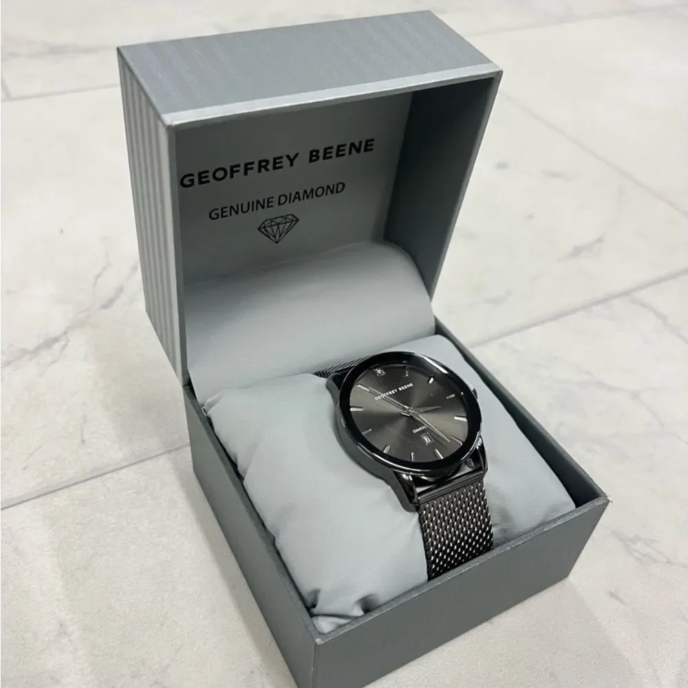 Geoffrey Beene Men’s Diamond Mesh Strap Watch